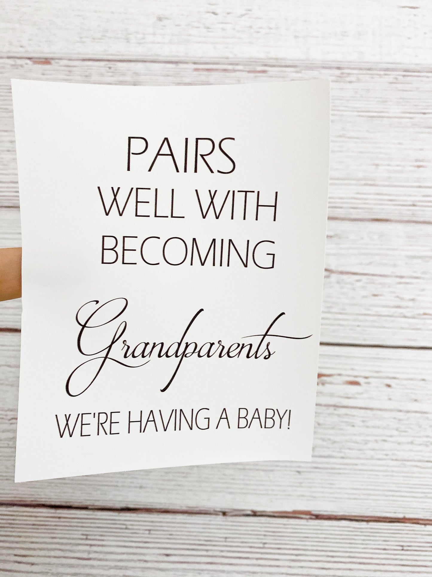 Baby Announcement Wine Labels – Pregnancy Reveal | Pairs Well with Being Grandparents | Custom Wine Labels