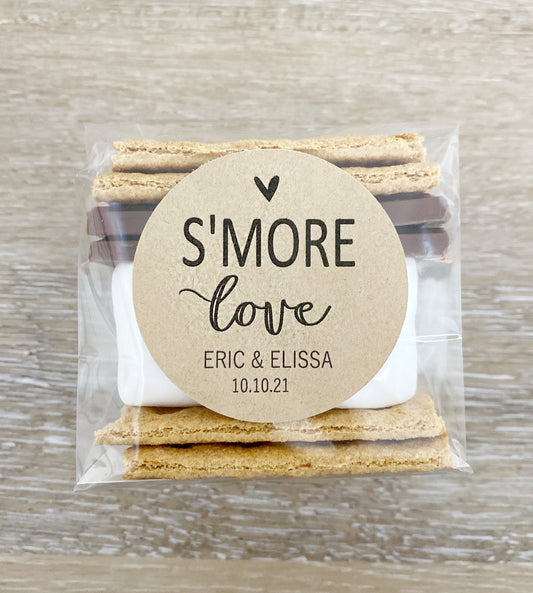 S’mores Favor Labels & Bags – Perfect for Weddings & Special Events | S’mores Wedding Favors | Custom Favor Stickers