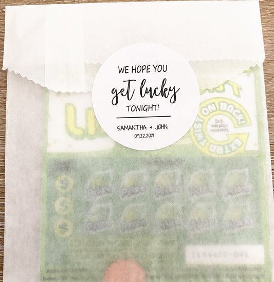 Lotto Ticket Favors | Lottery Ticket Wedding Favors | "We Hope You Get Lucky" Favor Bags