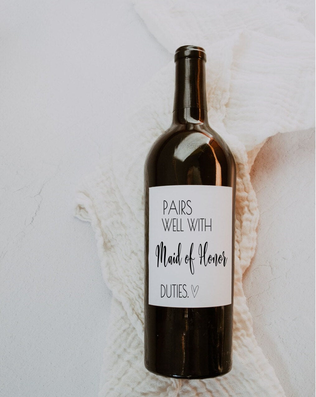 Pairs Well with Maid of Honor Duties Wine Label – Maid of Honor Proposal & Gift | Wedding Wine Labels | Bridesmaid Proposal