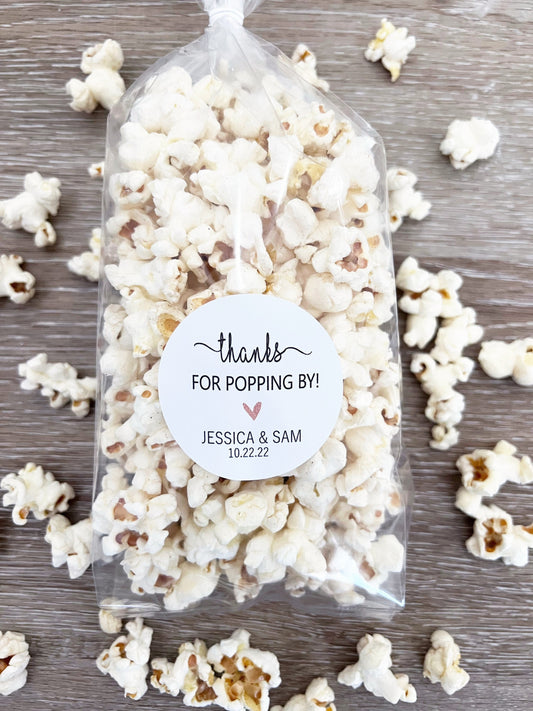 Popcorn Favor Stickers & Bags – Wedding Favors, Party Gift Bags, Custom Labels