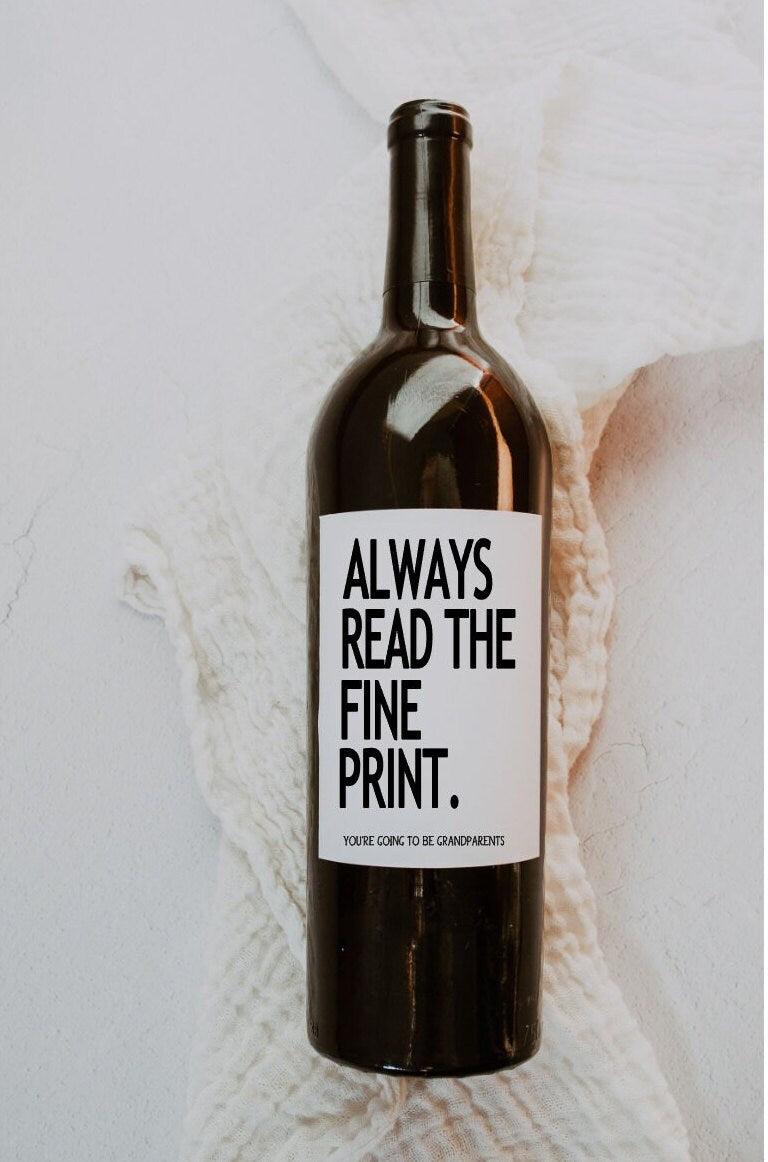 Baby Announcement Wine Labels – Pregnancy Reveal | Pairs Well with Being Grandparents, Aunt & Uncle | Custom Gift