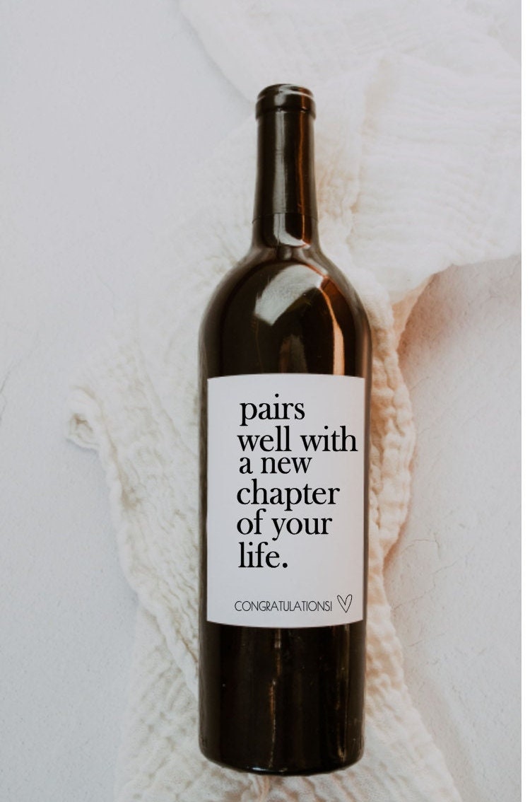 New Chapter, Fresh Start Wine Label – New Job Gift | Retirement Gift | Celebration Gift for Her & Him
