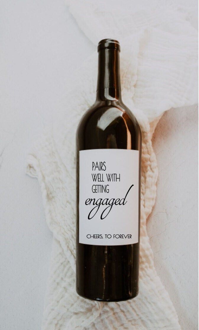 Pairs Well with Planning a Wedding Wine Label – Engagement Gift | Engagement Wine Label | Custom Wine Labels