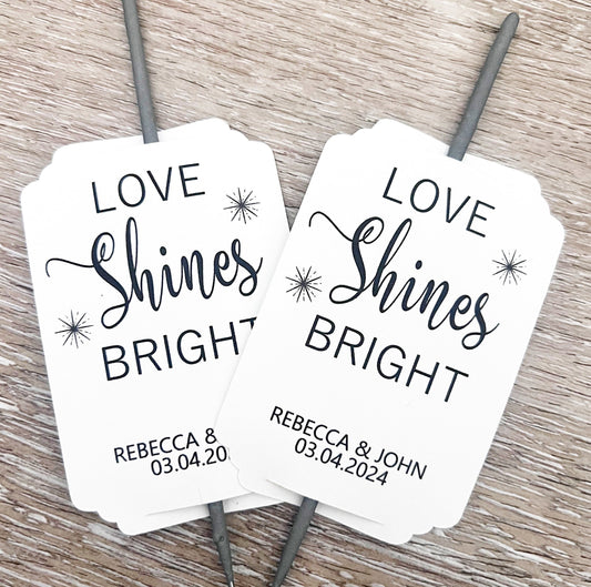 Personalized Sparkler Tags for Weddings – Love Shines Bright Sparkler Favor Tags