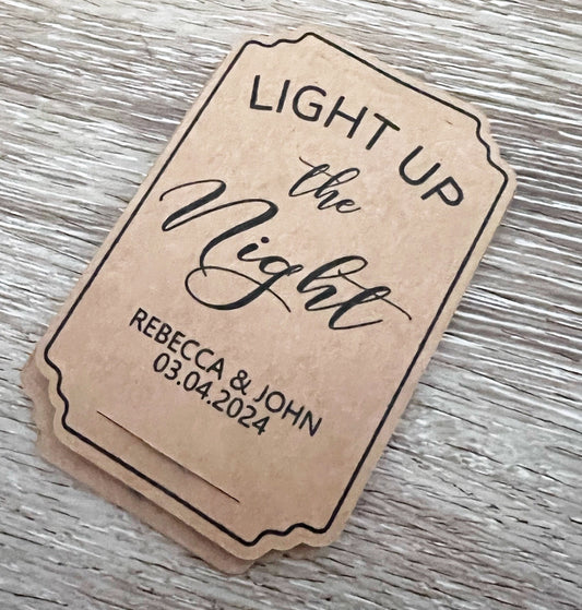 Personalized Sparkler Tags for Weddings – Light It Up Sparkler Favor Tags