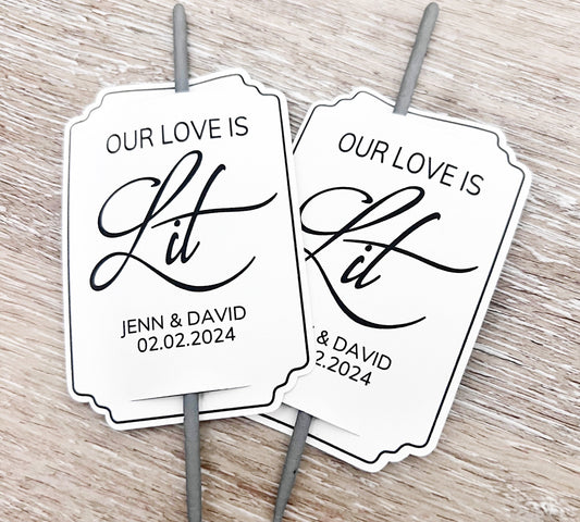 Personalized Sparkler Tags for Weddings – Our Love is Lit Sparkler Favor Tags