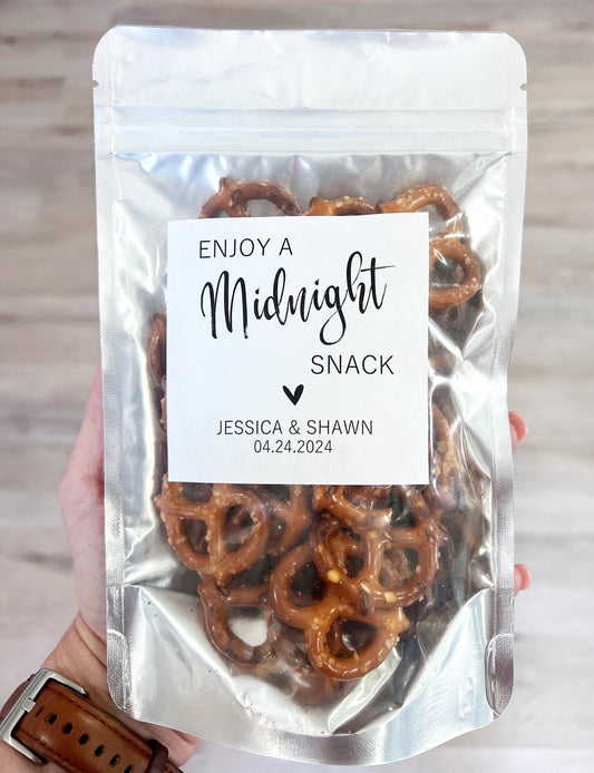 Wedding Favor Bags & Stickers – Midnight Snack Treat Bags, Stand-Up Zip Pouches
