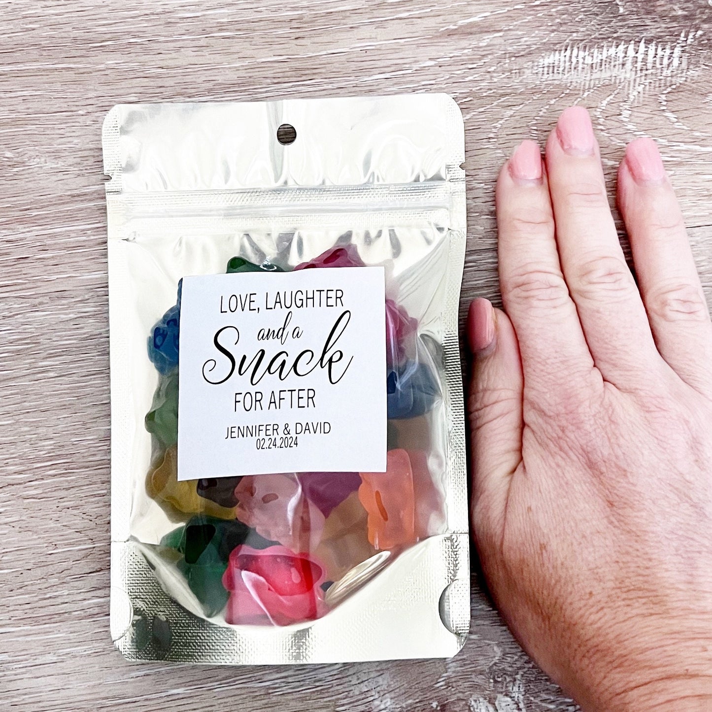 Wedding Favor Bags & Stickers – Late Night Munchies Snack Bags, Stand-Up Zip Pouches