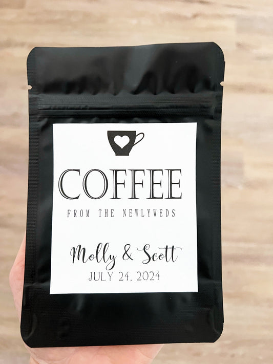 Coffee Wedding Favors – Black Coffee Favor Bags | Personalized Wedding Favors | Wedding Coffee Gift Bags