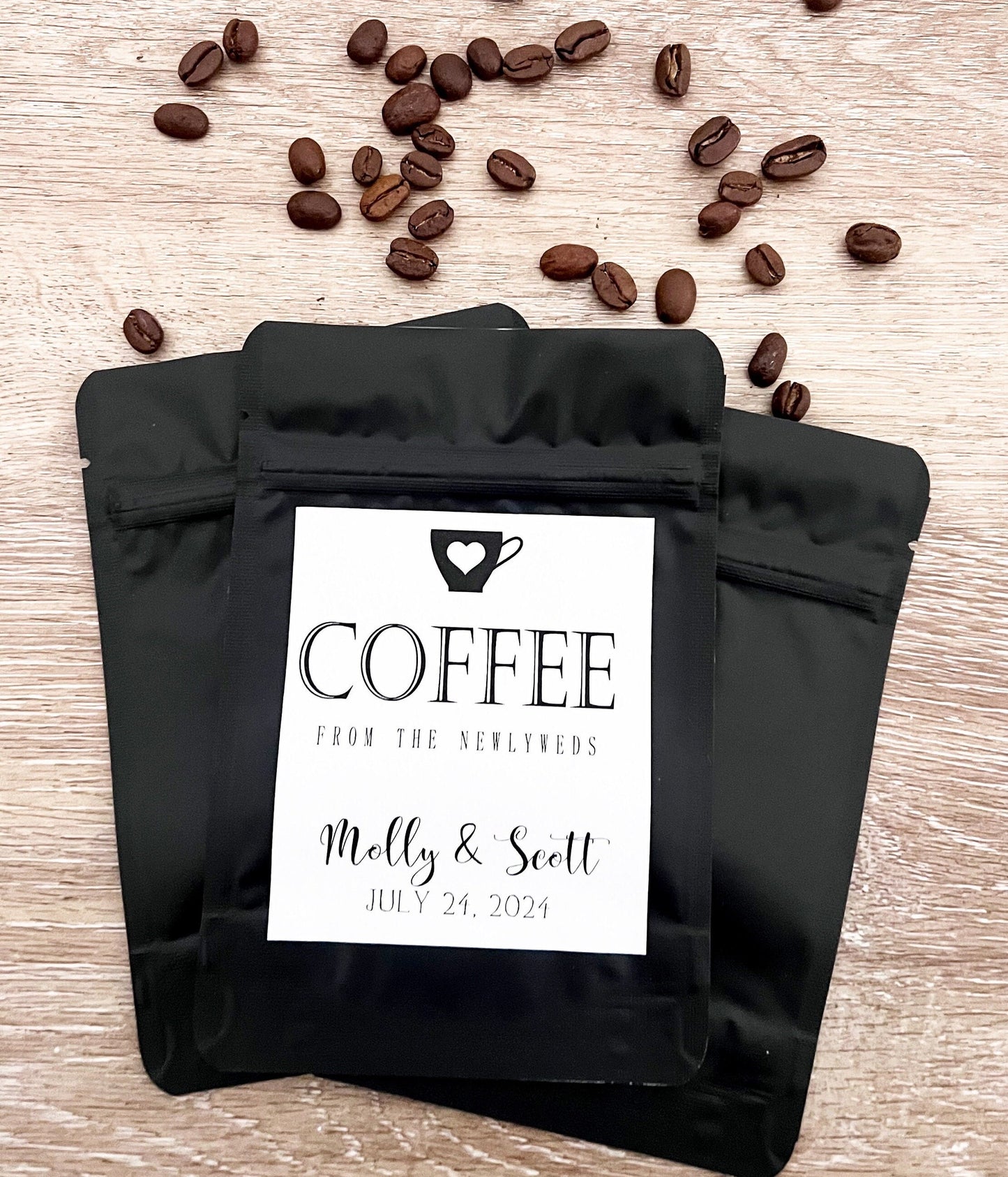 Coffee Wedding Favors – Black Coffee Favor Bags | Personalized Wedding Favors | Wedding Coffee Gift Bags