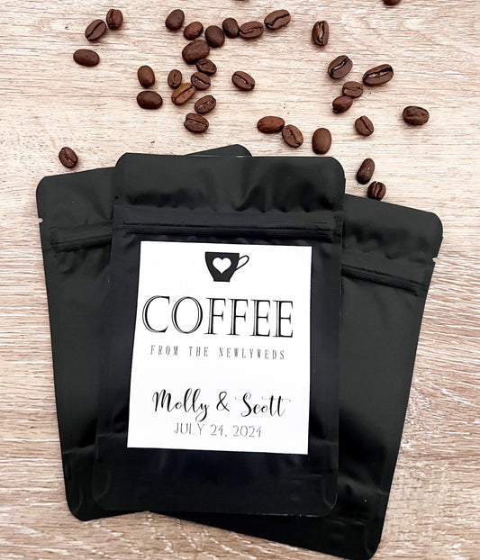 Coffee Wedding Favors – Black Coffee Favor Bags | Personalized Wedding Favors | Wedding Coffee Gift Bags