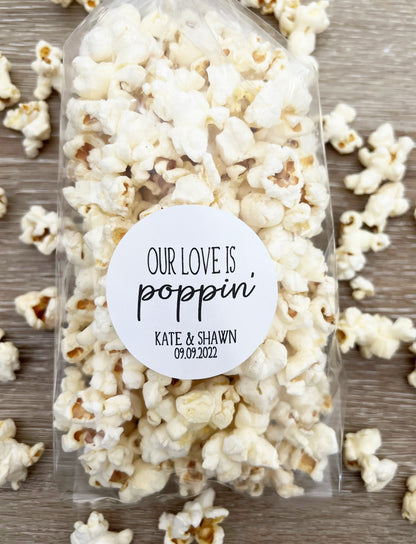 Popcorn Favor Stickers & Bags – Wedding Favors, Party Gift Bags, Custom Labels