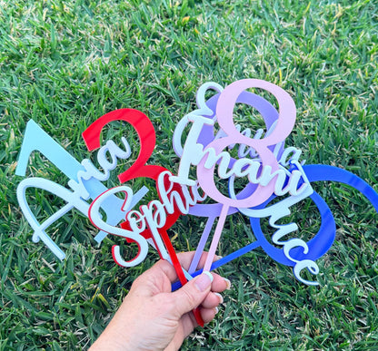 Birthday Cake Topper, Personalized Happy Birthday, Custom Acrylic Name &amp; Age