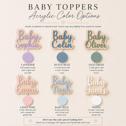 Custom Baby Shower Cake Topper | Personalized Baby Name Topper | Wood Acrylic Name Topper