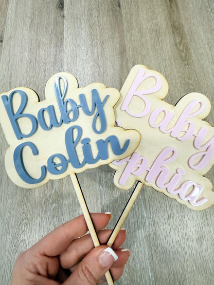 Baby Shower Cake Topper, Cake Topper, Custom Wood Cake Topper