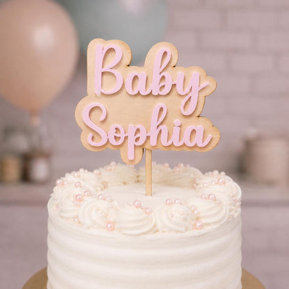 Custom Baby Shower Cake Topper | Personalized Baby Name Topper | Wood Acrylic Name Topper